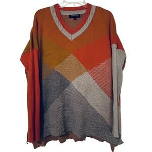 Joseph A. Women's Colorblock Sweater – Large Cozy Fall Winter Knit, Asym Sleeve